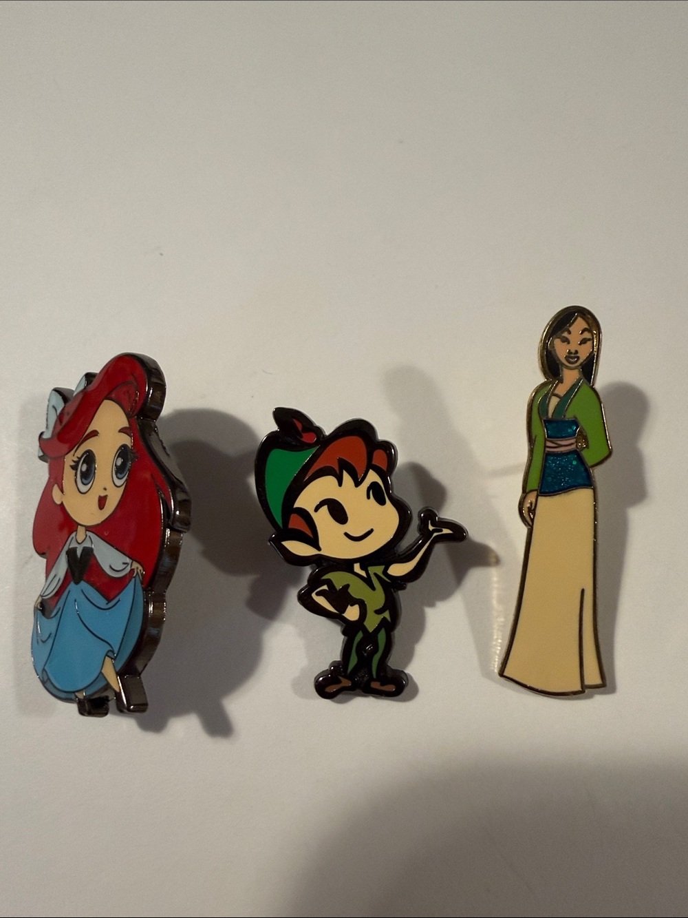 Disney Character Pin Lot - Ariel, Peter Pan, Mulan